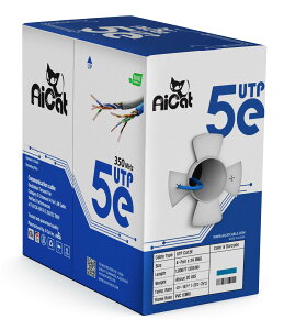 AiCat�i�G�[�A�C�L���b�g�j Cat5e�i�J�e�S��5e�j�C�[�T�l�b�g�P�[�u��300m�ACMR-�t�@�X�g���[���t���≏�\���b�h������Cat5e �P�[�u���A24 AWG�AETL - 350MHZ/�M�K�r�b�g���x ��V�[���hUTP�l�b�g���[