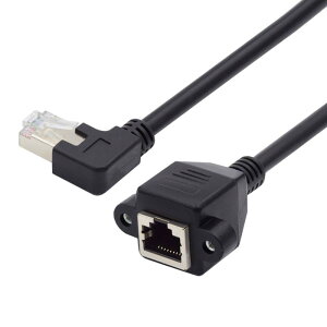 chenyang CY Cat6 RJ45ケーブル 8P8C FTP STP UTP Cat6 オス-メス LAN イーサネットネットワーク延長ケーブル 左 90度 パネルマウント穴付き