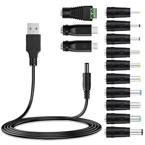 Vogourfify USB dP[u ϊvOt 13in1 DC[dR[h USB-A to ی5.5x2.1mm 1m 5V/3.0 A^Cv rfIJ @ iCgCg [^[ \[[pl gѓdb oCobe[