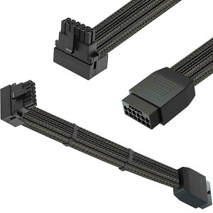 DAOKAI ATX3.0 PCI-E 5.0 12VHPWR電源モジュラーケーブル、3080 3090TI PSU 16Pin 12+4P グラフィックスカード(タイプA)用90度下向きメス-オス延長ケーブル