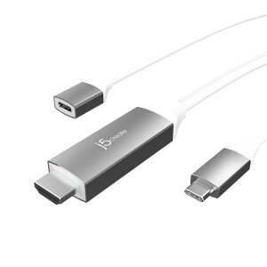 j5create 2-in-1 USB Type C - 4K60 HDMI デジタル AV 6フィート ケーブル 100W 高速充電ポート付き iPhone 16/15シリーズ用 Thunderbolt 3/4 Galaxy S24/23 MacBook Pro/Air iPad 対応(JCC155G)