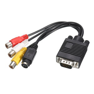 uxcell VGA-RCA�P�[�u�� 3RCA+S�r�f�I�A�_�v�^�[VGA�P�[�u�� TV PC �R���s���[�^�[�p