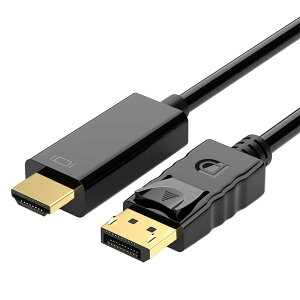 1.8 m 4 K DisplayPort����HDMI�i�񔽓]�j�ADisplayPort�iDP�j����HDMI�P�[�u���ւ̕ϊ��AHP�AThinkPad�AAMD�ANVIDIA�A�f�X�N�g�b�v�ȂǂɑΉ�-�p�u���b�N�i�u���b�N�j [���s�A���i]