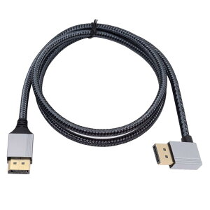 NFHK 直角 DisplayPort DP - DPケーブル 4K 60hz ケーブル シルバースリーブ ウルトラHD UHD 90度 デスクトップ ノートパソコン モニター グラフィックスカード 2M