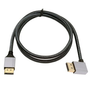 NFHK 左角度 DisplayPort DP - DPケーブル 4K 60hz ケーブル シルバースリーブ ウルトラHD UHD 90度 デスクトップ ノートパソコン モニター グラフィックスカード 2M