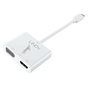 LINDY USB 3.1 TypeC - HDMI 1.4/VGAϊA_v^P[uAThunderbolt 3݊A0.14m(^:43179)