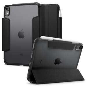 Spigen iPad Mini 7/6 �P�[�X �w�� �N���A ���� Apple Pencil �Ή� �ČRMIL���i �X���� �X�^���h �ϏՌ� ���h�~ �J�����ی� ���U�[ �I�[�g�X���[�v �E���g���E�n�C�u���b�h�E�v�� ACS03765 (�u���b�N)