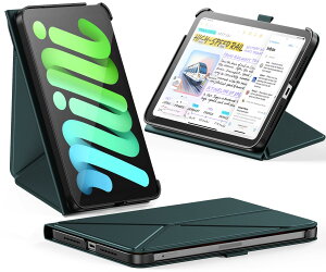 INFILAND �P�[�X iPad Mini 7 (A17 Pro) 2024 / iPad Mini 6 2021 �Ή�, �X�����܂肽���ݎ��u�b�N�J�o�[, �y���z���_�[�t��, ���p�x�}�O�l�b�g�X�^���h, �I�[�g�X���[�v/�E�F�C�N�@�\�t���ی�P�[�X (�~�b