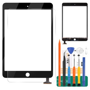 SRJTEK ������� For iPad Mini 1 2 �^�b�`�X�N���[���f�W�^�C�U�[A1432 A1454 A1455 A1489 A1490�p�X�N���[���������i�AIC�`�b�v+�z�[���{�^��+�J�����z���_�[+�C���L�b�g+�����K���X�i�u���b�N�j