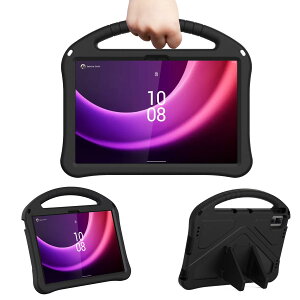 「Doo」Lenovo Tab7 A301LVタブレットケース 2023年 レノボタブレット タブ7 10.6インチ カバー スタンド機能 ハンドル付き 持ちやすい EVA素材 取付簡単用 Lenovo Tab7 耐衝撃カバー 子ども用(ブラック