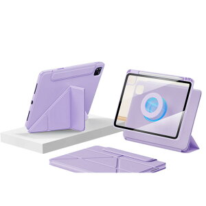 縦置き For iPad 11/iPad 10 ケース 分離式 iPad 第11世代 10世代ケー (2025/2022)ス ペン収納 マグネット式 取り外し可能 クリアケース オートスリープ 三つ折り 4段階 角度 変更,紫