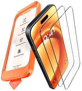TORRAS �t�B���� For iPhone 16 �K���X�t�B���� iPhone 16 ��p �K���X�t�B���� �q��F���K���X �ČR�K�i �c���c�� �w��h�~ �S�ʕی� �K�C�h�g 10�{�����ɍ׉� �\��t���ȒP 9H�z�� �g�ї���/�j���h