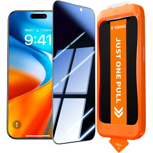 TORRAS�u�V�[�N���b�g���[�h�A����ցv For iPhone 16 / 15 �p �K���X�t�B���� �ꖇ �`�����h�~ ���ʃN���A 25°�̂������h�~ �S�ʕی� �q��F���ޗ� �����ɍ׉� 9H�z�� �u���[���C�g�J�b�g �\��t