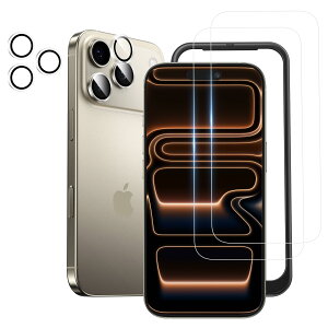 NIMASO �K���X�t�B���� (2��) + �J�����t�B���� (2��) iPhone17 Pro Max �p �����K���X �ی�t�B���� �K�C�h�g�t�� �J�����ی� �����Y�J�o�[ �d�x9H �ϏՌ� �w��h�~ �����ߗ� �A�C�t�H��17�v���}�b�N