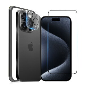MINIKA iPhone 15 Pro �p�� �K���X�t�B���� �S�ʕی� �A�C�t�H��15�v�� �ی�t�B���� ��Phone15Pro �t�B���� �����ӂ���15Pro �K���X�ی�t�B���� �ی�V�[�g ��Phone 15Pro �J�����t�B���� �t�� �y������