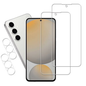 HUAKE ���Y�Ɏq�f�ސ� Galaxy S25 FE �p �K���X�t�B����(2��) +�J�����t�B���� (2��) ���� �K���X �d�x9H �t�� �ی� �t�B����