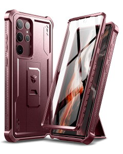 Dexnor Samsung Galaxy S22 Ultra 5G�p �P�[�X �����X�N���[���v���e�N�^�[ �R�p�K�i 360�x�S�ʖh�� �ϏՌ� �o���p�[�ی�J�o�[ �X�^���h�t��(���b�h)
