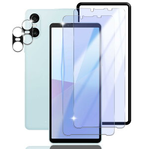 Awubaige ForSony Xperia 10 VI �p�� �K���X�t�C���� �u���[���C�g�J�b�g (2������)+�J�����t�B����(2������)�y�K�C�h�g�t���z�t�B���� ���{�����Ɏq�̗p For Xperia 10 vi SO-52E/SOG14�p�� �ی�t�B����