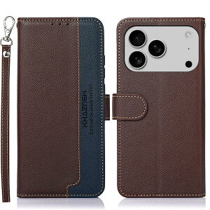 WANWO For iPhone 17 Pro �P�[�X �蒠�^ for �A�C�t�H�� 17 �v�� �J�o�[ ���z�^ �X�g���b�v�t�� [RFID�u���b�L���O] ����PU���U�[ �}�O�l�b�g�J�� �J�[�h���[ ���u���X�^���h�@�\ �ϏՌ� �l�C �֗� ��