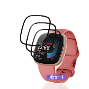 �p Fitbit Versa 4 / Serse2 �t�B���� �K���X�t�B���� PET������ �Y�f�@�� 3D�Ȗ� �y3���Z�b�g ��U�h�~�z �p Fitbit Versa 4 �����K���X �����ߗ� �����^ �p Fitbit Serse2 �t���K���X�ی�t�B���� �ϏՌ� �S