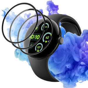 AQXNG �Ή� Pixel Watch 3 45mm �t�B���� ��ʕی�t�B���� �y3���Z�b�g�z �s�N�Z���E�H�b�`3 45mm �p�� �ی�t�B���� �_���TPU�� �Y�f�@�� 3D�Ȗ� �J�o�[ 24���Ԏ����C���Z�p �Ռ��z�� �����ߗ� ����