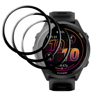 (3������)For Garmin Forerunner 570 42mm �t�B���� �yLAZIRO�z PET�����f�ނ̗̍p 3D�ȖʃG�b�W�t���J�o�[ ���� �S�ʕی� �ώw�� ������ �����ߗ� ��U�h�~���� Garmin Forerunner 570 42mm �ی�t�B����