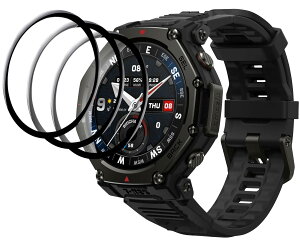 �yLAZIRO�zAmazfit T-Rex 3 Pro 48mm ��p �X�N���[���ی�t�B���� (3������) PET�����f�ނ̗̍p 3D�ȖʃG�b�W�t���J�o�[�t�B���� ���� �S�ʕی� �ώw�� ������ �����ߗ� ��U�h�~���� Amazfit T-Rex 3 Pro