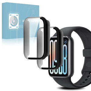 �y2���g�zXiaomi Smart Band 9 Pro �p �P�[�X �K���X�t�B���� ��̌^ Xiaomi Smart Band 9 Pro �ی�J�o�[ �S�ʕی� �ϏՌ� �����ߗ� �w��h�~ �X�}�[�g�E�H�b�` �P�[�X (�u���b�N�j