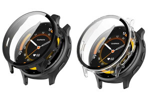 �y2���g�zFor GARMIN Venu 3 �p �P�[�X �K���X�t�B���� ��̌^ GARMIN Venu 3 �ی�J�o�[ �S�ʕی� �ϏՌ� �����ߗ� �w��h�~ �X�}�[�g�E�H�b�` �P�[�X (�u���b�N+�N���A�j