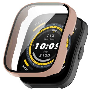 BUITFOU For Amazfit Bip 5 �J�o�[ Amazfit Bip 5 �P�[�X �����^ PC+�K���X�f�� ��̌^ �S�ʕی� �����^ �����ȒP �ϏՌ� �����ߗ� �w��h�~ ���h�~�i�s���N�j