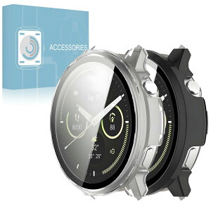 �y2���g�zFor GARMIN Venu 4 41mm�p �P�[�X �K���X�t�B���� ��̌^ GARMIN Venu 4�ی�J�o�[ �S�ʕی� �ϏՌ� �����ߗ� �w��h�~ �X�}�[�g�E�H�b�` �P�[�X (�u���b�N+�N���A�j