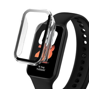 AiMaoo Xiaomi Smart Band 8 Active �Ή� �P�[�X �����K���X�t�B���� �ی� �J�o�[ �d���|��PC�f�� ��̉� �ϏՌ� ���h�~ �ϐF�h�~ �S�ʃJ�o�[ �S�ʕی� �X�}�[�g�E�H�b�` Xiaomi Smart Band 8 Active �p (�N���A