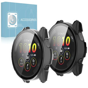 �y2���g�zFor GARMIN Forerunner 265 �p �P�[�X �K���X�t�B���� ��̌^ �K�[�~�� Forerunner 265�ی�J�o�[ �S�ʕی� �����K���X �ϏՌ� �����ߗ� �w��h�~ �X�}�[�g�E�H�b�`�P�[�X�i�u���b�N+�N���A)