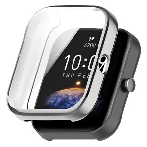 LICHIFIT �ی�P�[�X Amazfit Bip3/Bip3 Pro�p�J�o�[ PC�t���[��+�����K���X�t�B���� ��̉� �X�}�[�g�E�H�b�`�J�o�[ �E���ȒP �ϏՌ� ���h�~ �y�� �[�d�Ή� ������� �i�V���o�[�j