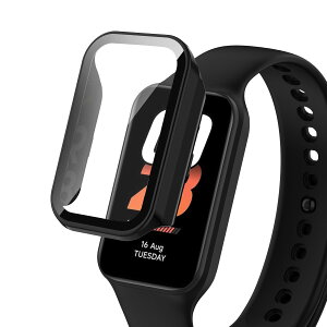 AiMaoo Xiaomi Smart Band 8 Active �Ή� �P�[�X �����K���X�t�B���� �ی� �J�o�[ �d���|��PC�f�� ��̉� �ϏՌ� ���h�~ �ϐF�h�~ �S�ʃJ�o�[ �S�ʕی� �X�}�[�g�E�H�b�` Xiaomi Smart Band 8 Active �p (�u���b