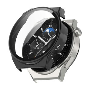 SHEAWA HUAWEI WATCH GT3 Pro 46mm�p�P�[�X �J�o�[ PC+�����K���X�t�B���� �ϏՌ� �S�ʕی� ��̉� �ی�P�[�X �ی�J�o�[ �A�N�Z�T���[ �i�u���b�N)