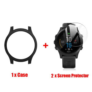 Lamshaw Garmin ForeAthlete 945 �P�[�X, Lamshaw �V���R�[�� �P�[�X + �K���X �t�B�����t�� (2���j�Ή� GARMIN(�K�[�~��) �����j���O�E�H�b�` ForeAthlete 945 (�u���b�N �P�[�X+�t�B����)