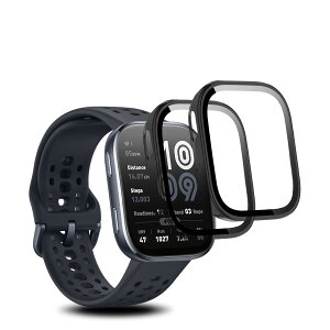 �y2���Z�b�g�zFor Amazfit Bip 6 �P�[�X �J�o�[ �K���X�t�B���� ��̌^ Ubefuu �S�ʕی� �����ߗ� �����x�^�b�` �y�� �Ռ��z�� �w��h�~ �h���h�o�i�u���b�N*2�j