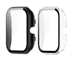 SHEAWA Amazfit GTS 4 Mini�p�P�[�X �J�o�[ 2�Z�b�g PC+�����K���X�t�B���� 9H�d�x �S�ʕی� �ی�P�[�X �ی�J�o�[ �ϏՌ� �A�N�Z�T���[ (�u���b�N+����)