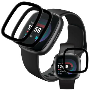 �Ή� Fitbit Versa4 / Fitbit Sense2 �t�B���� �y3���Z�b�g �S�ʕی�z PET������ �Y�f�@�� 3D�Ȗ� �X�}�[�g�E�H�b�` Sense 2 / versa 4 �t���ی�t�B���� �������� �����ߗ� ���h�~ �L�Y�C���@�\ �����z��