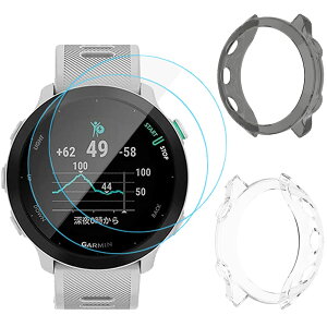 Miimall�y�J�o�[��2+�t�C������2�z�Ή�Garmin(�K�[�~��) ForeAthlete 55/ForeAthlete 158 �P�[�X TPU�ގ� �K�[�~�� ForeAthlete 55 �t�B���� �����h�~ Garmin ForeAthlete 158 �J�o�[ �w��h�~ �ȒP�\�t �y�� ������