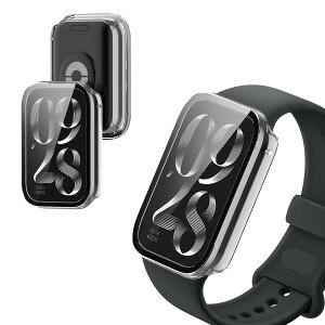 For Xiaomi Smart Band 9 Active �p �P�[�X �J�o�[�yKONXISA�z�X�}�[�g�E�H�b�` �P�[�X+�t�B���� ��̌^�iPC�P�[�X+�����K���X�t�j���E�ȒP �����ߗ� �C�菝�h�~ �Ռ��z�� �����[�d�\ �S�ʕی�i�N��