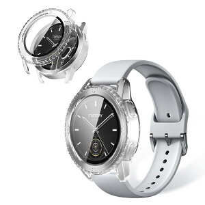 Xiaomi Watch S3 �Ή� �P�[�X YAJOJO �ی� �K���X�t�B���� ��̌^ �J�o�[ �X�}�[�g�E�H�b�` 3D�Ȗʋ����t�B���� �����G�b�W�^�b�` �h�C�菝 �h�Ռ� �����h�~ �S�ʕی� ���E�ȒP �y�N���A�z
