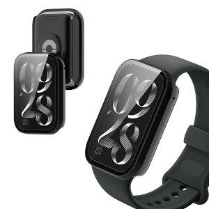 For Xiaomi Smart Band 9 Active �p �P�[�X �J�o�[�yKONXISA�z�X�}�[�g�E�H�b�` �P�[�X+�t�B���� ��̌^�iPC�P�[�X+�����K���X�t�j���E�ȒP �����ߗ� �C�菝�h�~ �Ռ��z�� �����[�d�\ �S�ʕی�i�u��