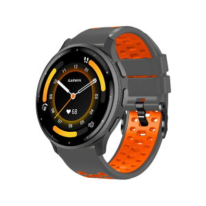 [RosMank] 22mm �o���h Garmin Venu 4 45mm/Venu 3 45mm/Venu 2/Vivoactive 4/Active �Ή��A�K�[�~�� Garmin Forerunner 570 47mm/Forerunner 265/255 �p�\�t�g 2�F�V���R�������p�X�g���b�v �O���[�I�����W