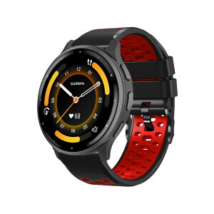 [RosMank] 22mm �o���h Garmin Venu 4 45mm/Venu 3 45mm/Venu 2/Vivoactive 4/Active �Ή��A�K�[�~�� Garmin Forerunner 570 47mm/Forerunner 265/255 �p�\�t�g 2�F�V���R�������p�X�g���b�v �u���b�N���b�h