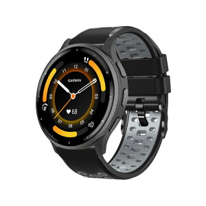 [RosMank] 22mm �o���h Garmin Venu 4 45mm/Venu 3 45mm/Venu 2/Vivoactive 4/Active �Ή��A�K�[�~�� Garmin Forerunner 570 47mm/Forerunner 265/255 �p�\�t�g 2�F�V���R�������p�X�g���b�v �u���b�N�O���[