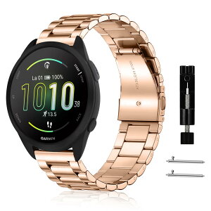 [RoSoki] 20MM �o���h Garmin Forerunner 570 42mm / Forerunner 165/165 music/Garmin Approach S50/S44 / Vivoactive 6/Vivoactive 5 / Venu Sq 2 �Ή� �X�e�����X�� �����o���h �ւ��X�g���b�v �����x���g �h�K �r�W�l�X�� ������