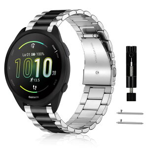[RoSoki] 20MM �o���h Garmin Forerunner 570 42mm / Forerunner 165/165 music/Garmin Approach S50/S44 / Vivoactive 6/Vivoactive 5 / Venu Sq 2 �Ή� �X�e�����X�� �����o���h �ւ��X�g���b�v �����x���g �h�K �r�W�l�X�� ������
