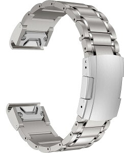 MaKTech �`�^���o���h�A26mm 5 �s�[�X �����N ���^�� �u���X���b�g�A�^�[�g�� �o�b�N���t���AGarmin Fenix 8 51mm/7X/6X/5X/7X Pro/6X Pro/5X Plus, Instinct 2X �X�}�[�g�E�H�b�`�p (�V���o�[)